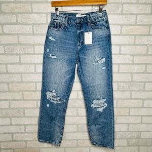 HIDDEN Tracey High Rise Straight Distress Jeans